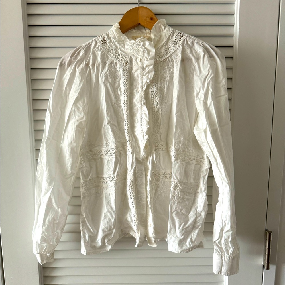 Sezane lace white blouse